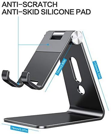 OMOTON Adjustable Cell Phone Stand, C2 Aluminum Desktop Phone Holder Dock Compatible with iPhone 11 Pro Max Xs XR 8 Plus 7 6, Samsung Galaxy, Goog...